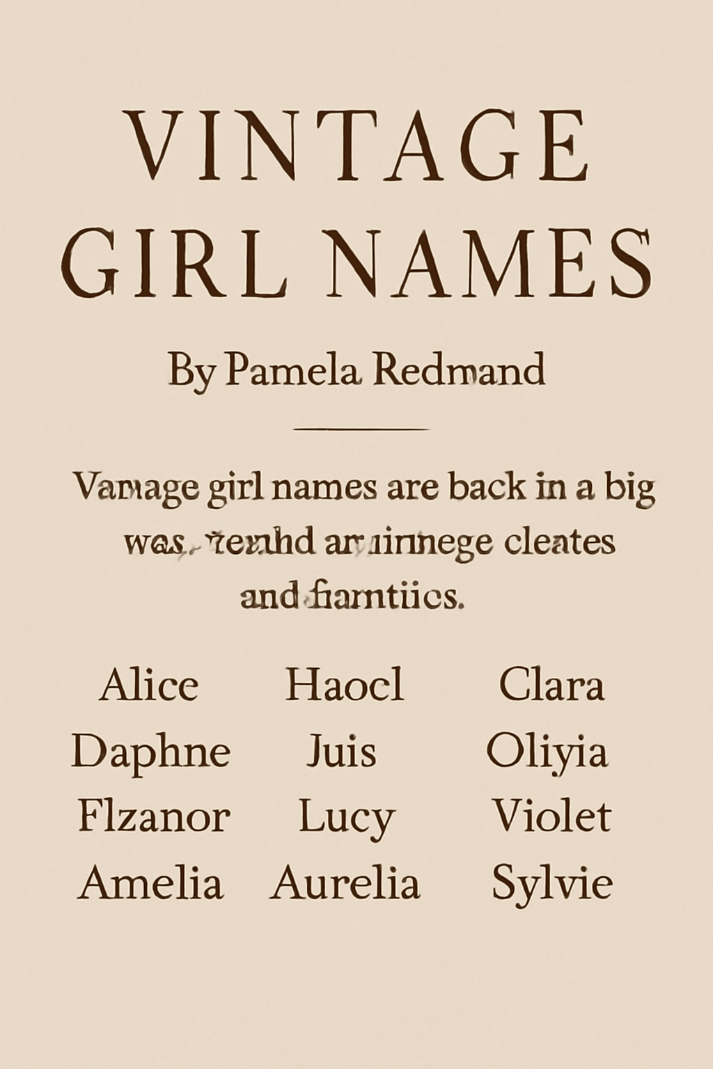 Discover Timeless Vintage Girl Names for 2025: Classic and Elegant