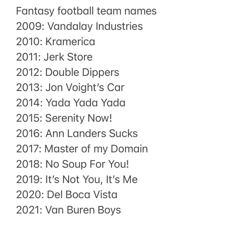 Fantasy Football Team Names